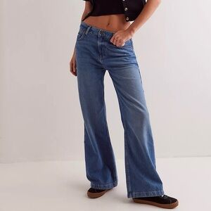 Free People Classic Blue Wide Leg Jeans